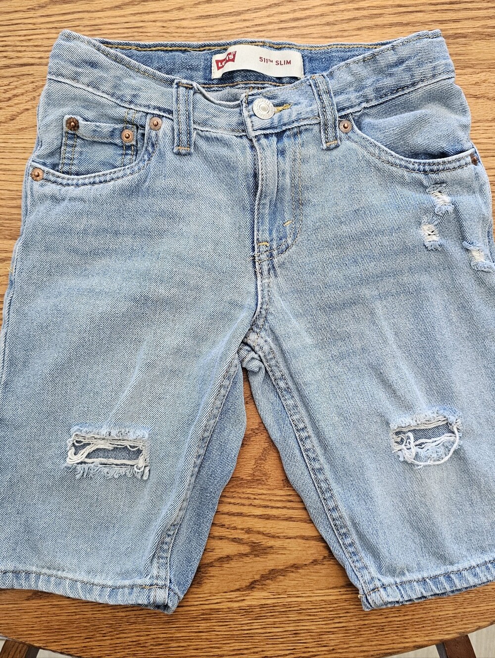 Boy's Levi's 511 Slim Distressed Jean Shorts With Adjustable Waistband Size 8